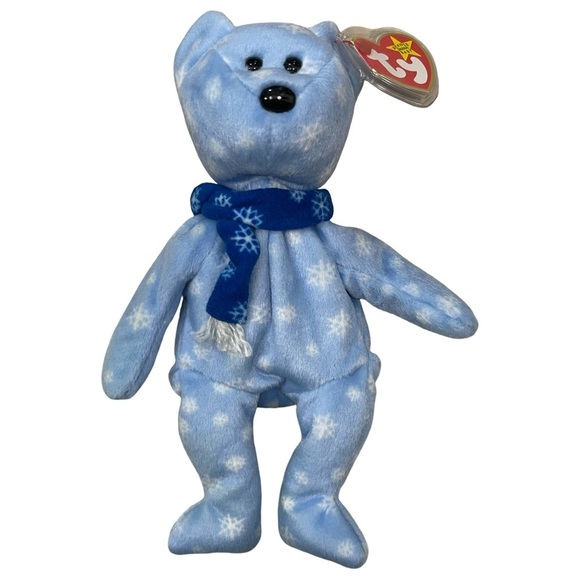 Ty Beanie Babies 1999 Holiday Teddy Bear Plush Toy - Blue - Picture 1 of 6